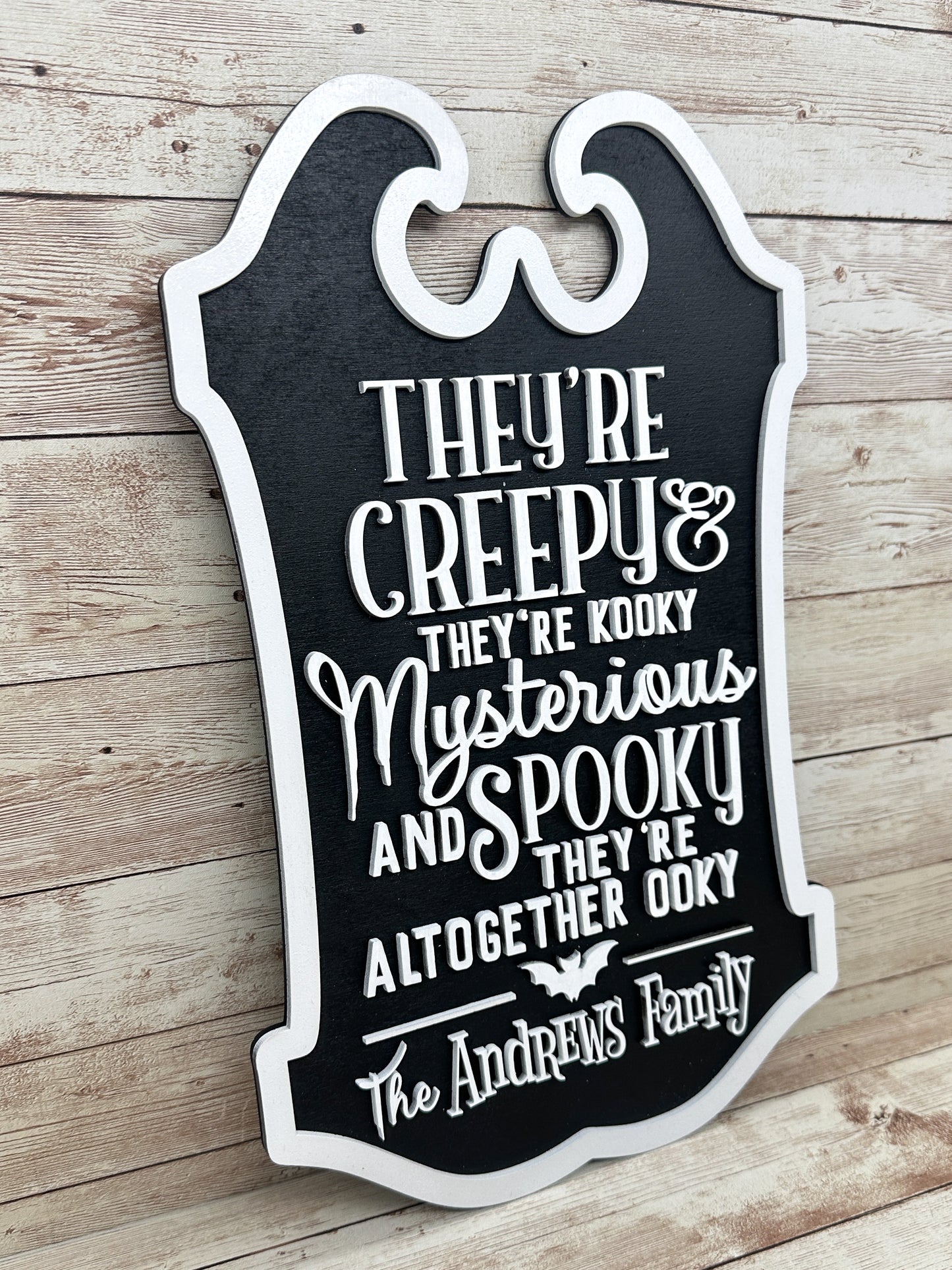 Personalized They’re Creepy and They’re Kooky | Family Sign | Black & White | Halloween Decor | Wooden Sign