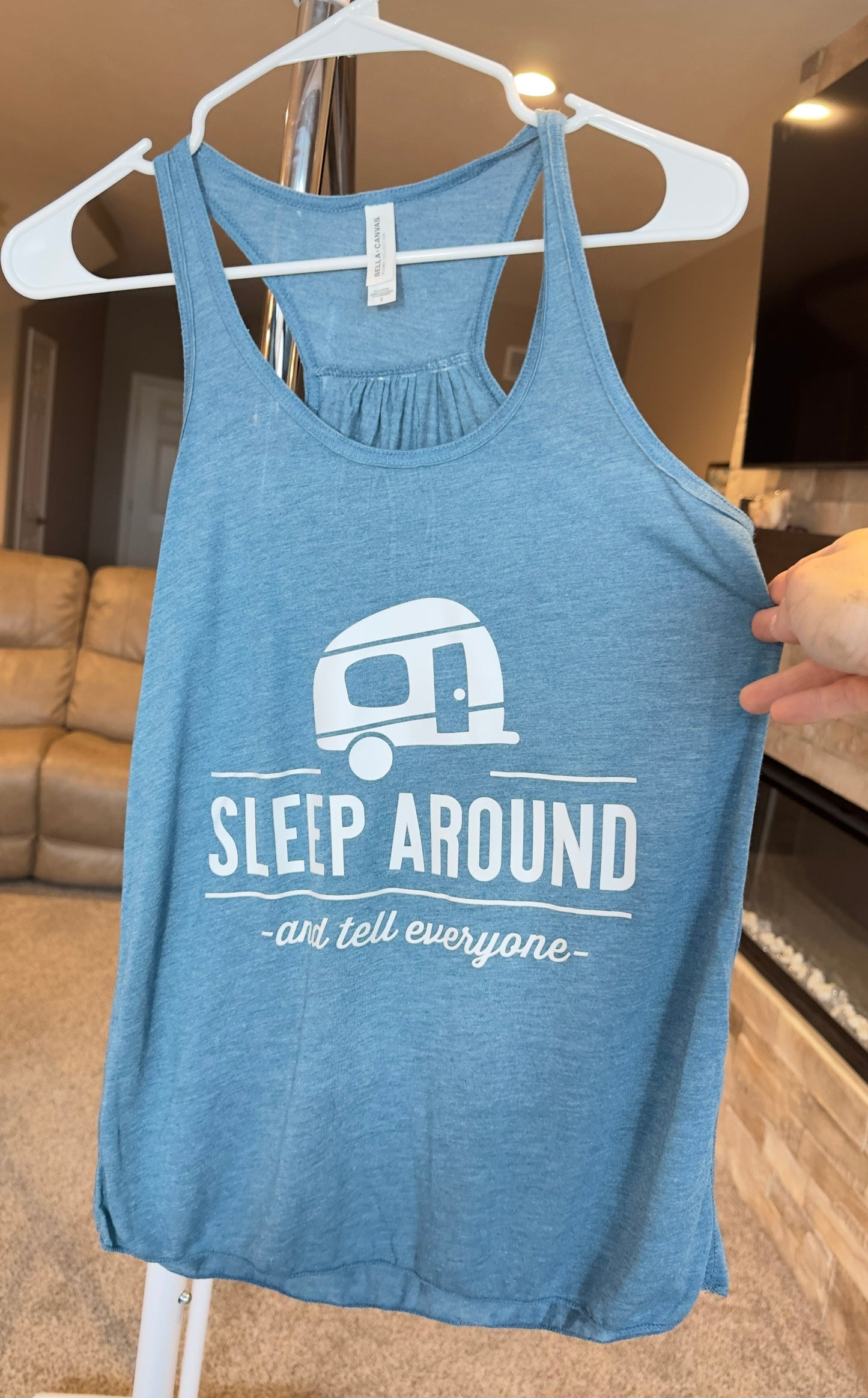 Small | Sleep Around and Tell Everyone | Denim Slub | Tee & Tank Sale