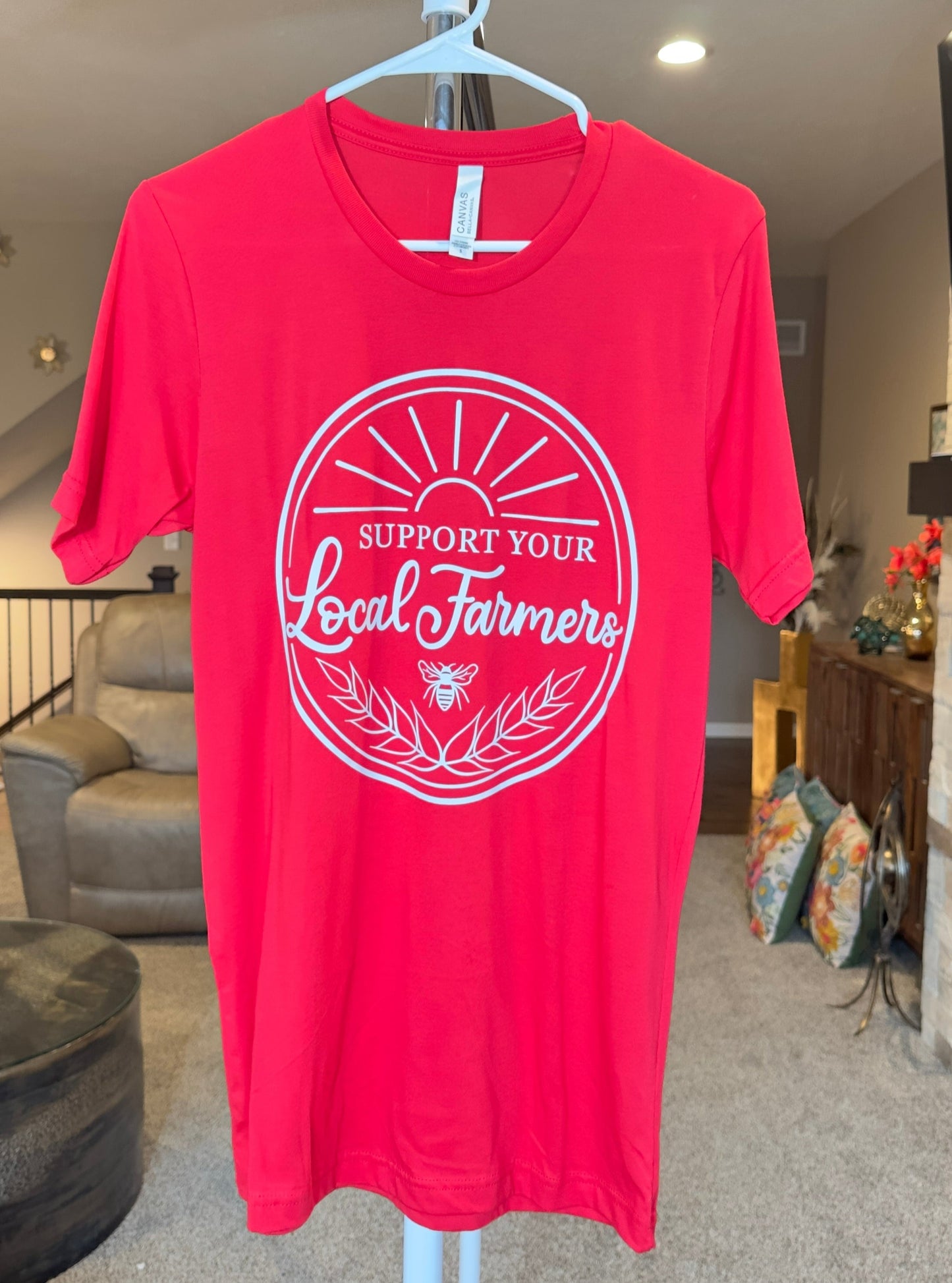 Small | Support Your Local Farmer | Red | Tee & Tank Sale