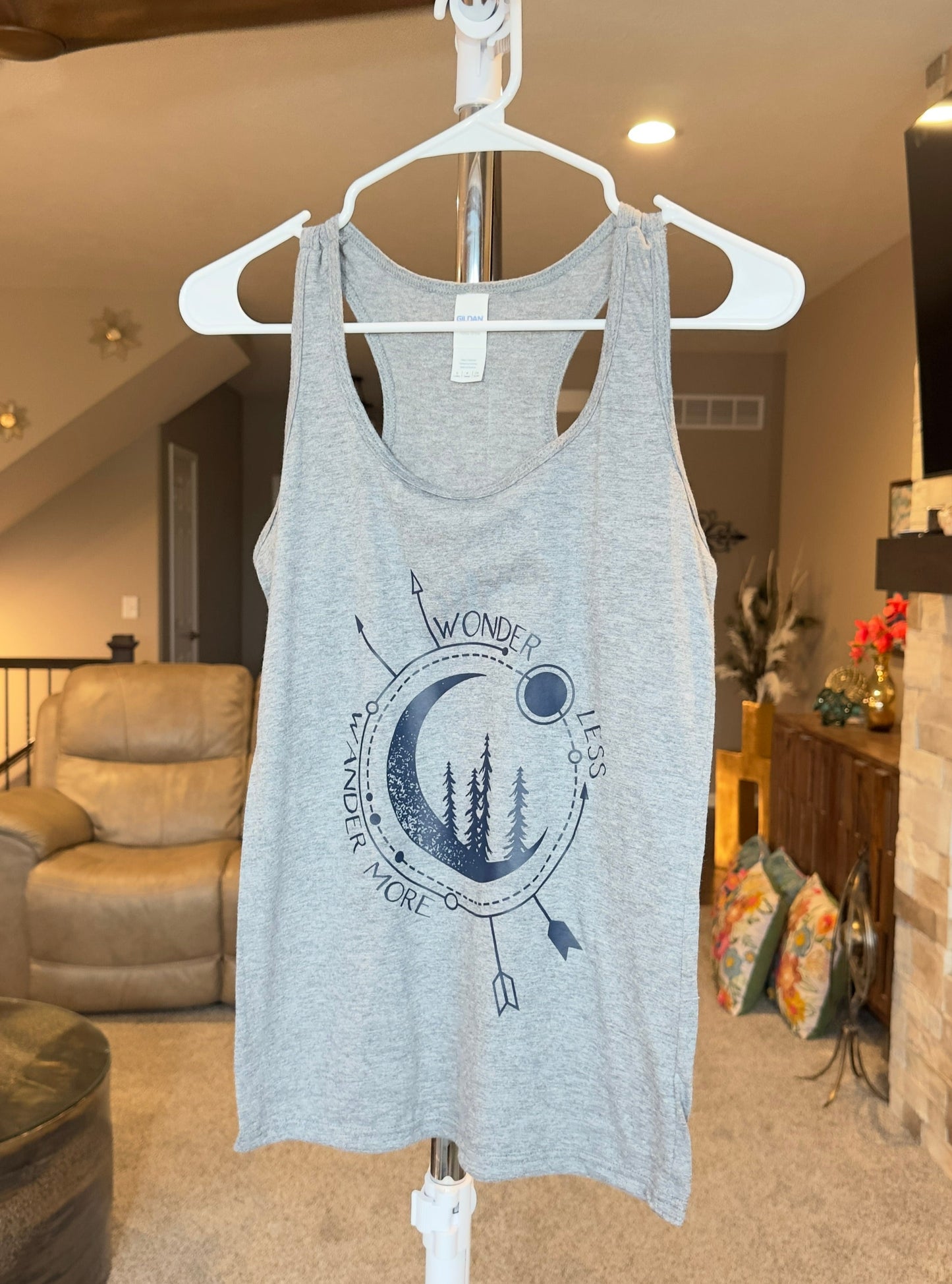 Small | Wander More Wonder Less | Heather Gray | Tee & Tank Sale