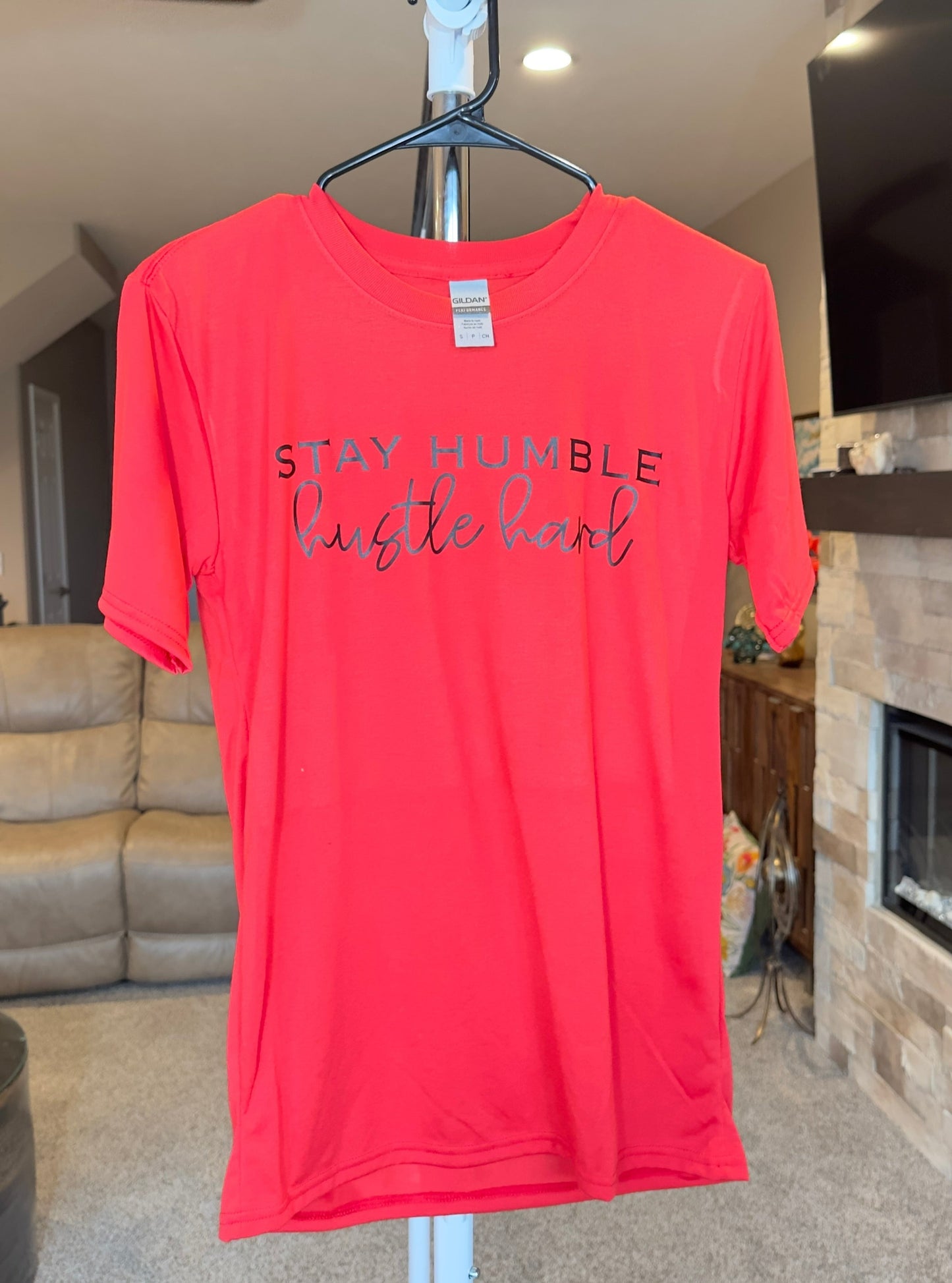 Small | Stay Humble Hustle Hard | Red | Tee & Tank Sale