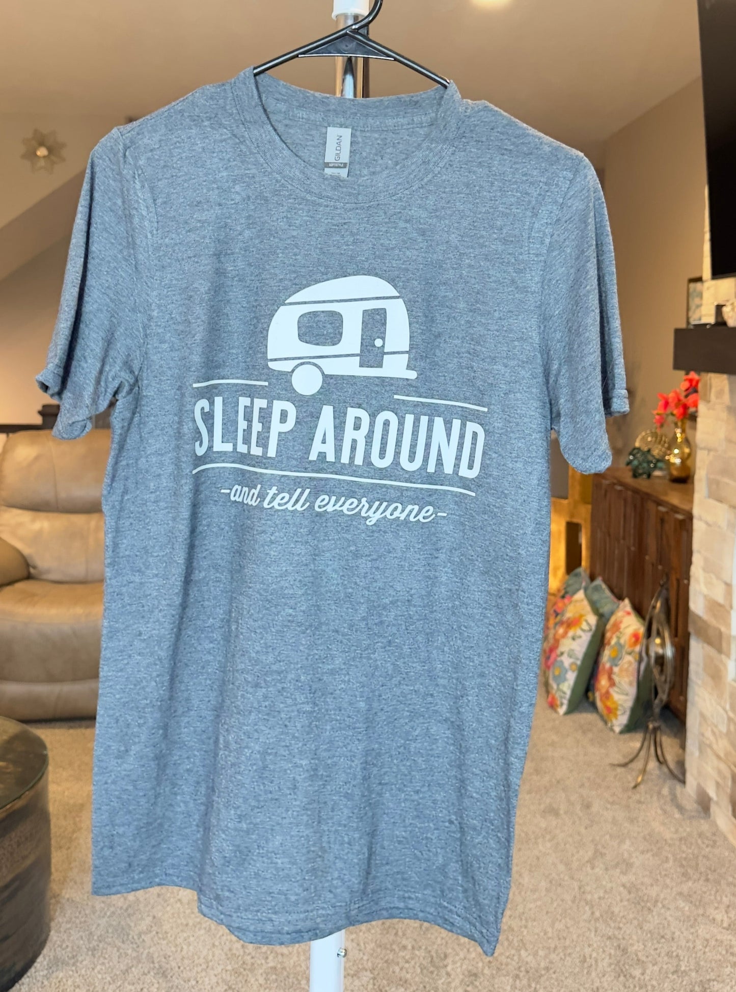 Small | Sleep Around and Tell Everyone | Dark Heather | Tee & Tank Sale