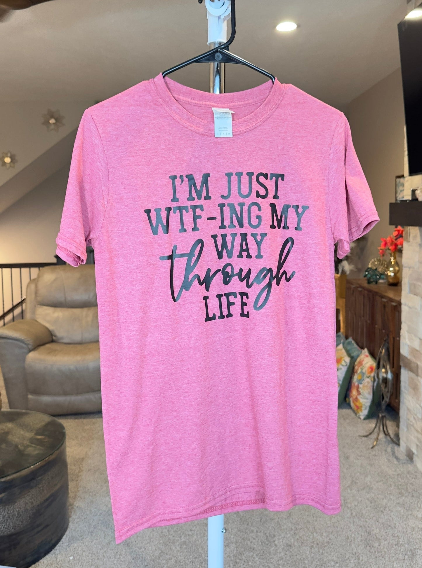Small | I'm Just WTFing My Way Through Life | Heather Red | Tee & Tank Sale*