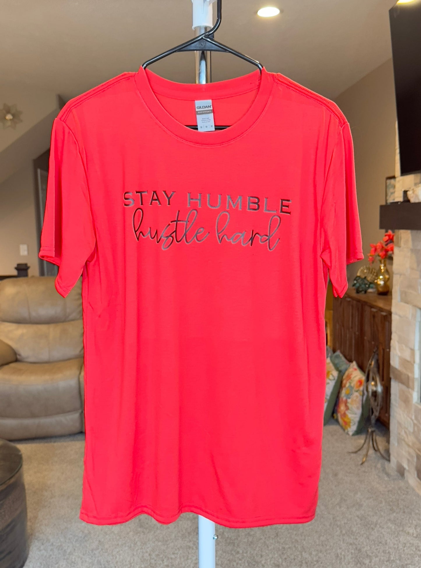 Medium | Stay Humble Hustle Hard | Red | Tee & Tank Sale