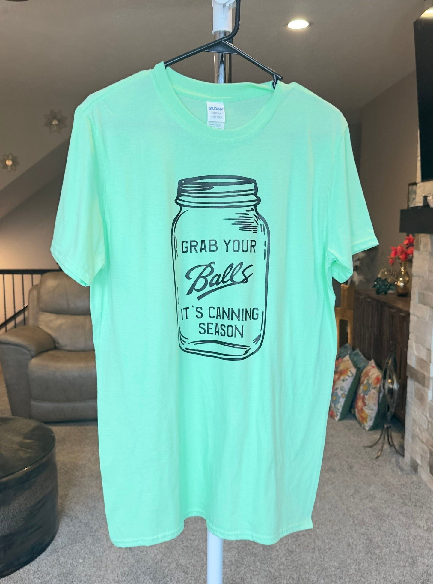 Medium | Grab Your Balls It's Canning Season | Mint Green | Tee & Tank Sale