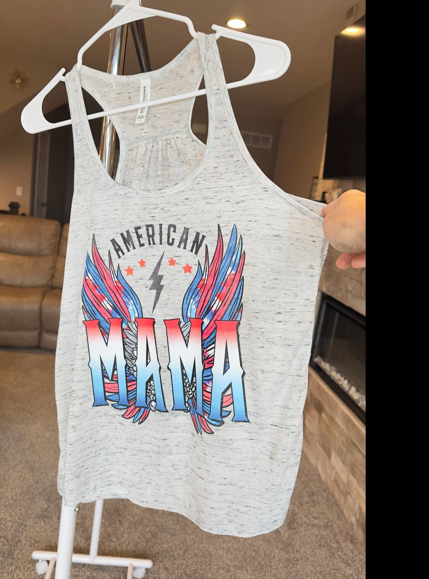 Large | American Mama | White Marble | Tee & Tank Sale