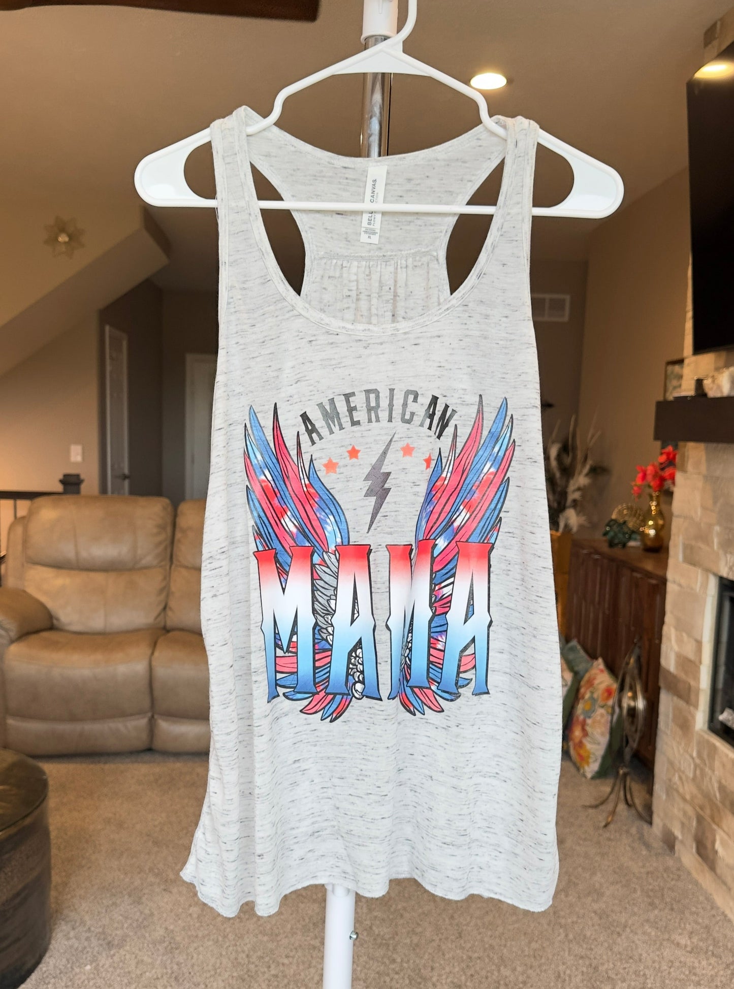 X-Large | American Mama | White Marble | Tee & Tank Sale