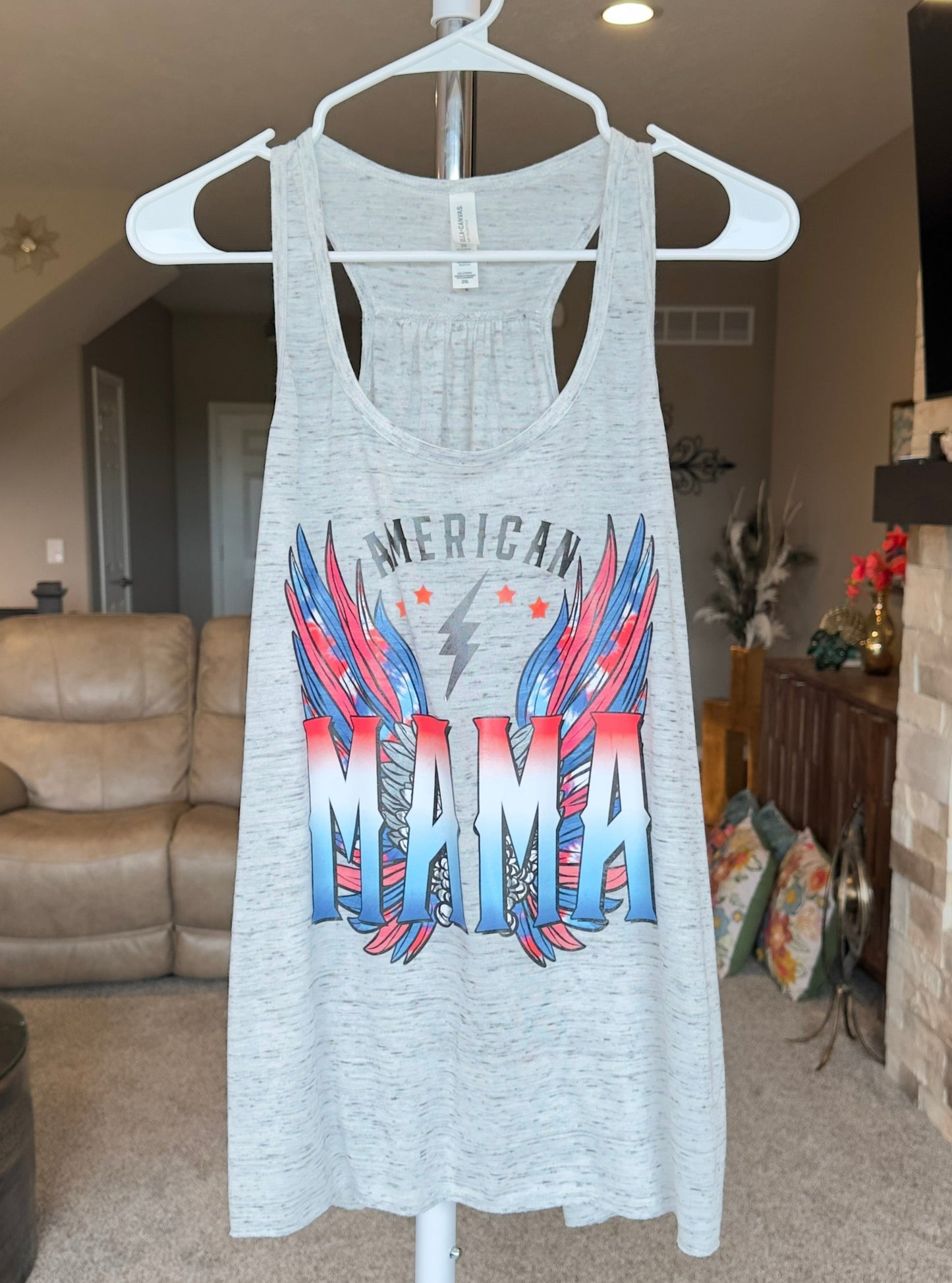 XX-Large | American Mama | White Marble | Tee & Tank Sale