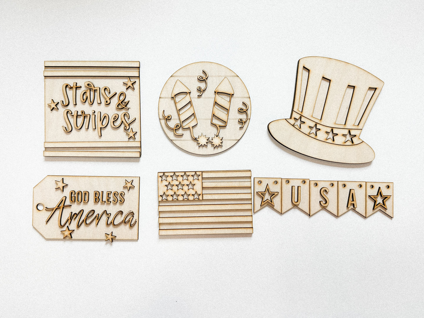 4th of July | Stars and Stripes | Tiered Tray DIY Kit | Unfinished Paint Your Own