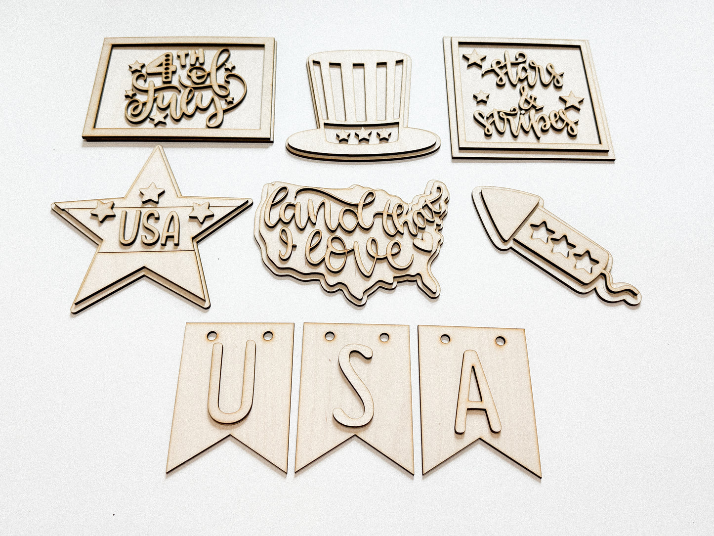 4th of July | Land That I Love | Tiered Tray DIY Kit | Unfinished Paint Your Own