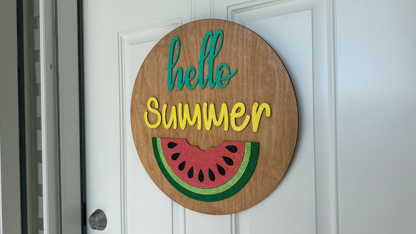 Glitter Hello Summer Door Hanger | Watermelon