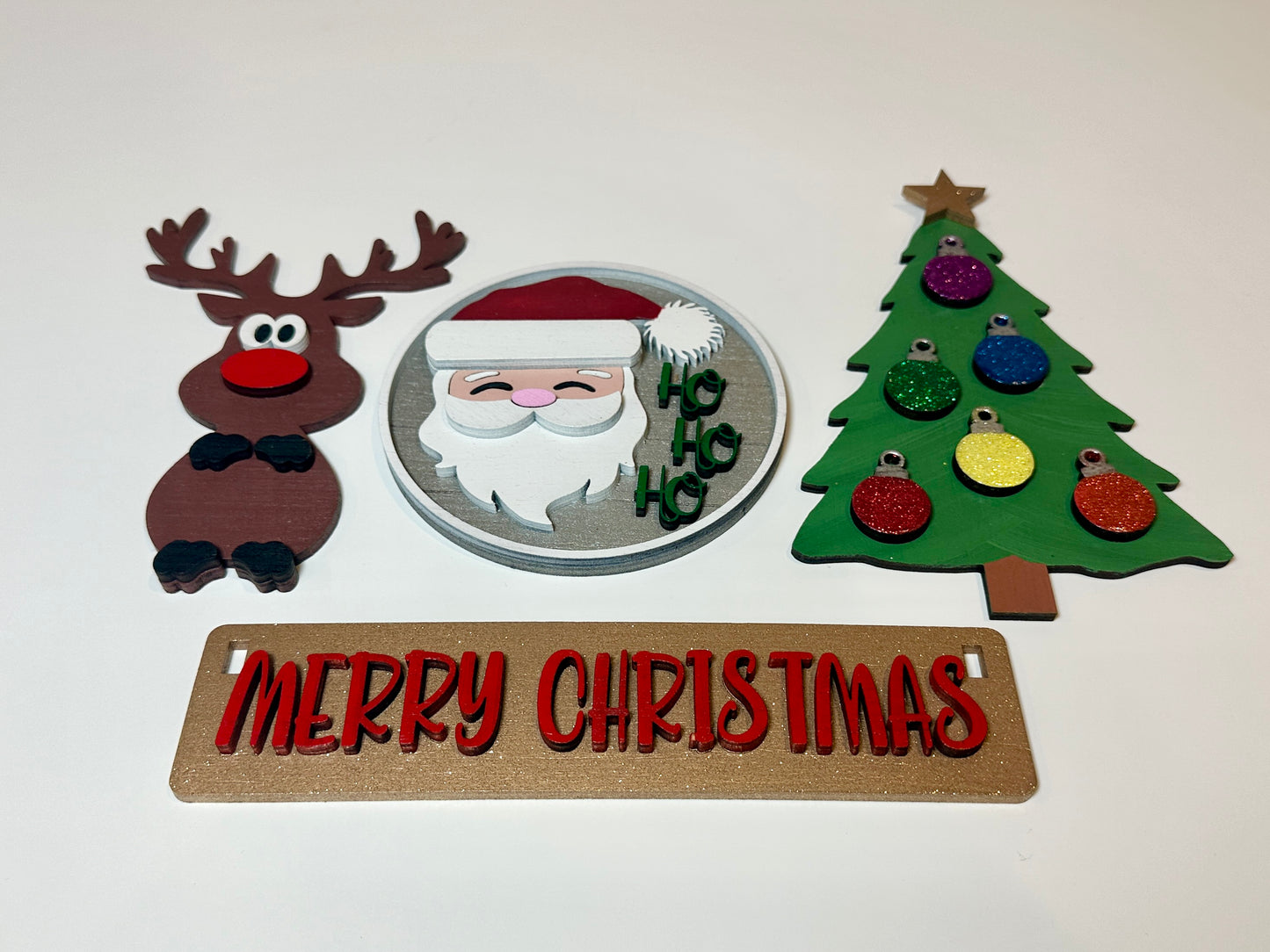 Merry Christmas Sparkle Shelf Sitter Insert | Interchangeable Add On