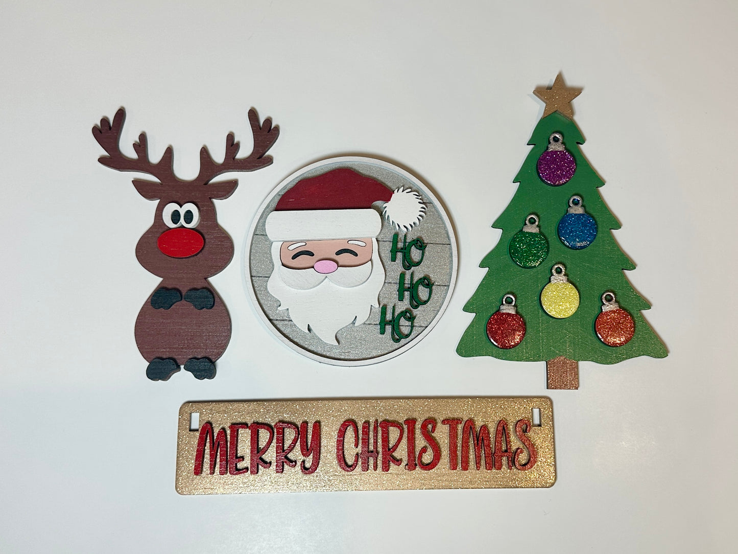 Merry Christmas Sparkle Shelf Sitter Insert | Interchangeable Add On