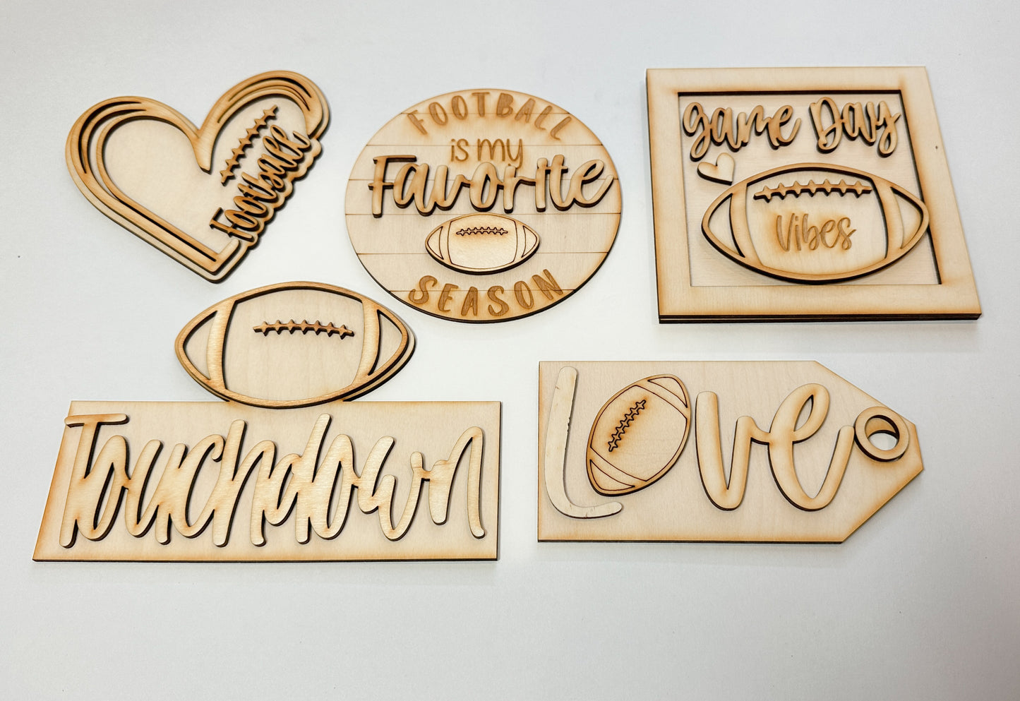 Football Love | Tiered Tray DIY Kit | Unfinished Paint Your Own