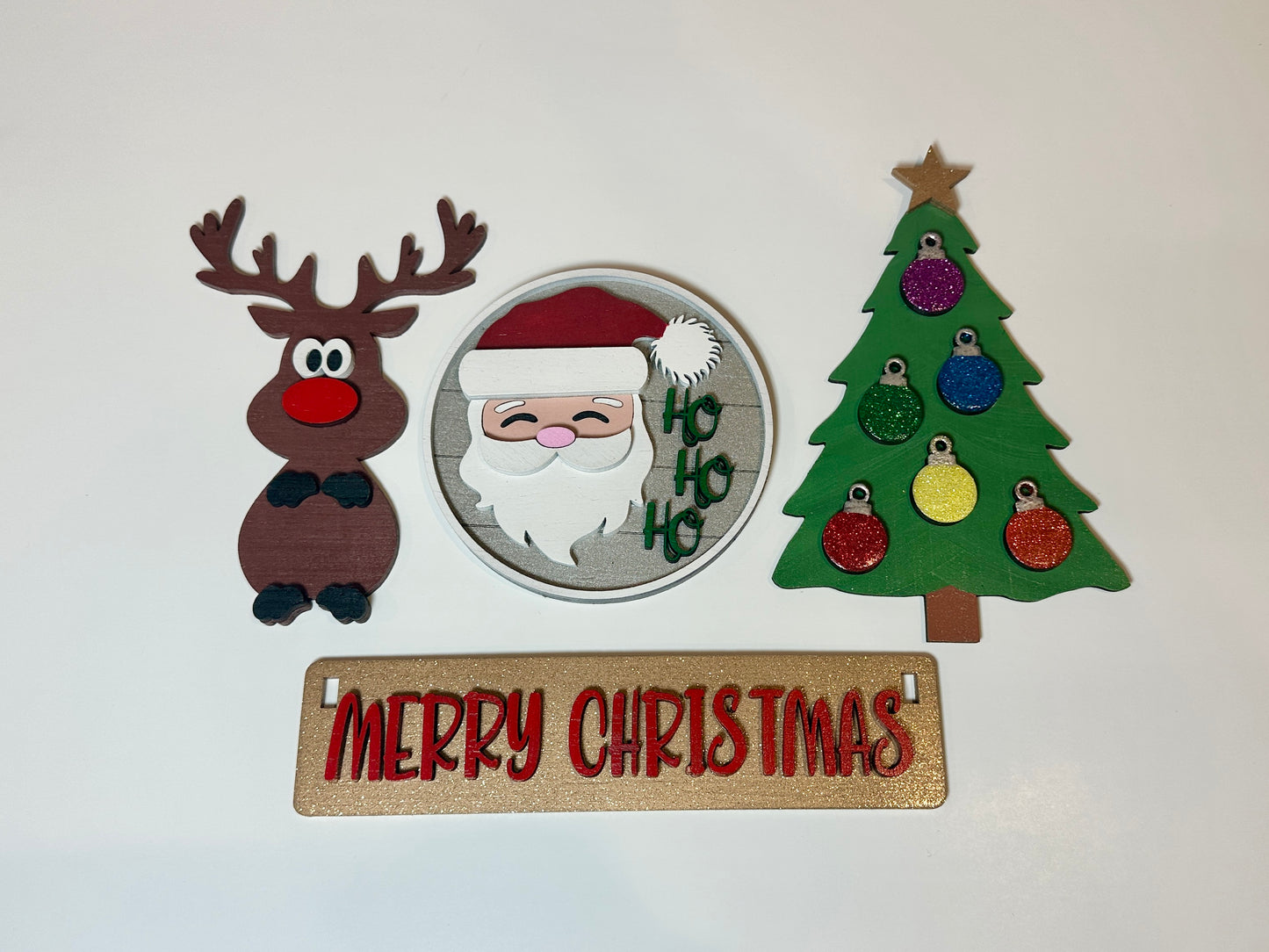 Merry Christmas Sparkle Shelf Sitter Insert | Interchangeable Add On