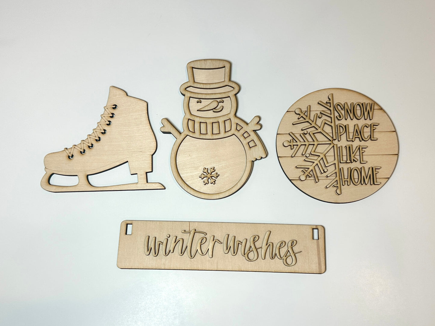 Winter Wishes Shelf Sitter Insert DIY Kit | Unfinished | Paint Your Own