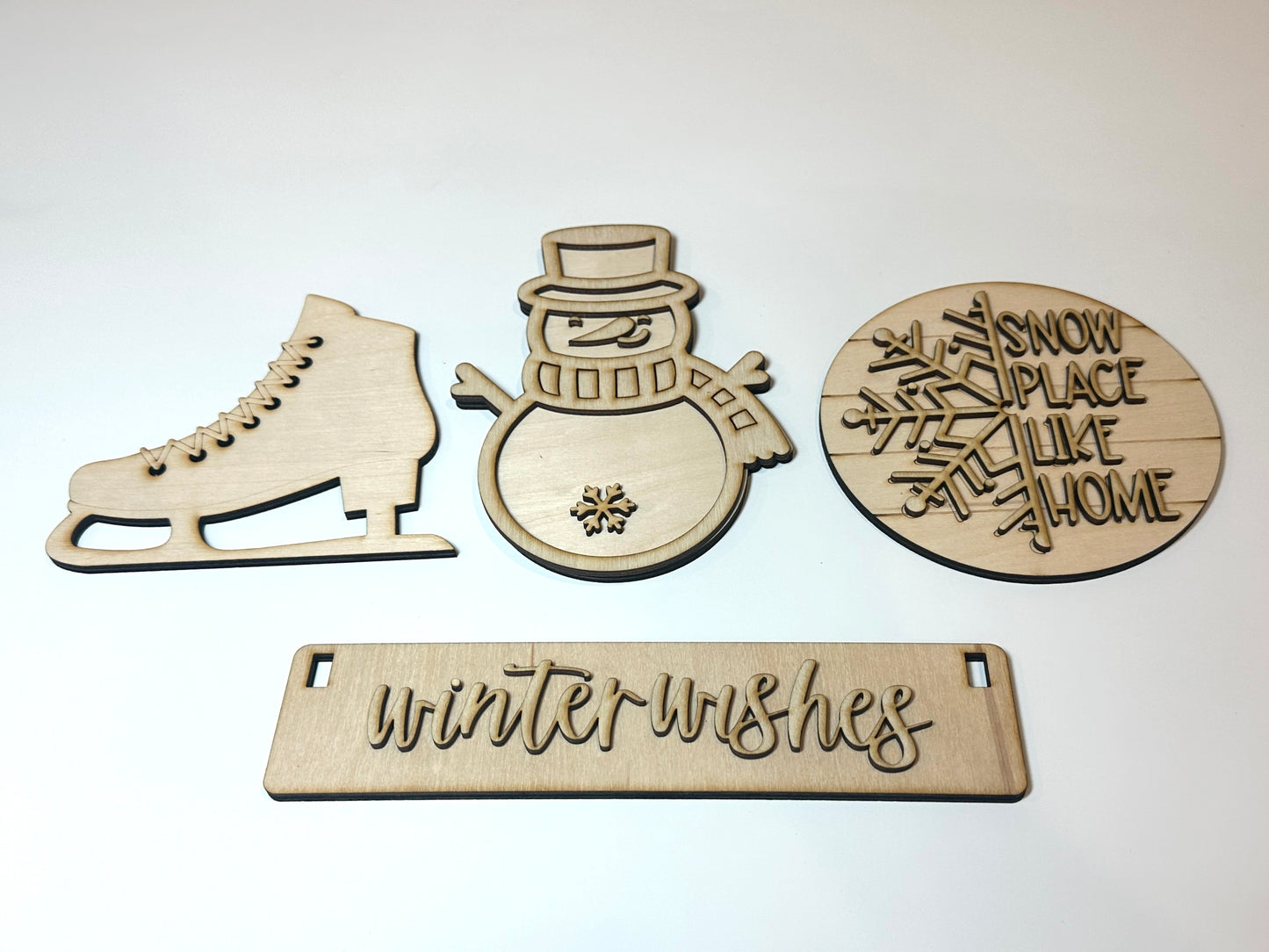 Winter Wishes Shelf Sitter Insert DIY Kit | Unfinished | Paint Your Own