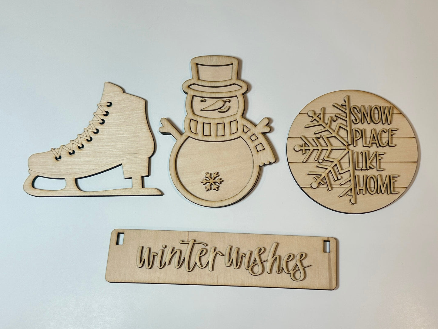 Winter Wishes Shelf Sitter Insert DIY Kit | Unfinished | Paint Your Own