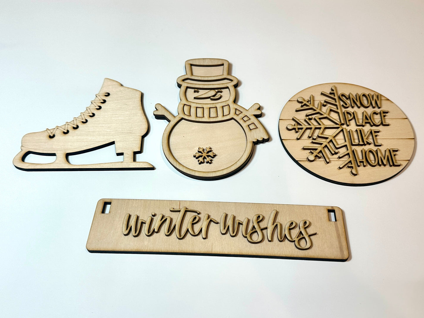 Winter Wishes Shelf Sitter Insert DIY Kit | Unfinished | Paint Your Own