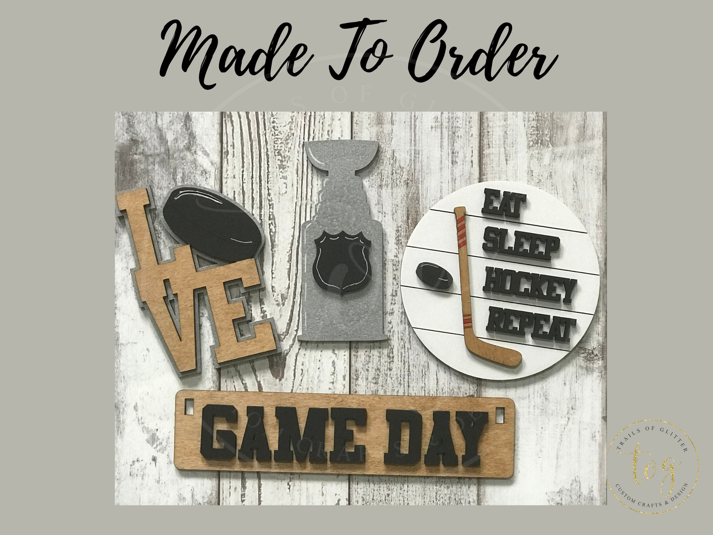 Hockey | Game Day Shelf Sitter Insert | Interchangeable Add On | Made to Order
