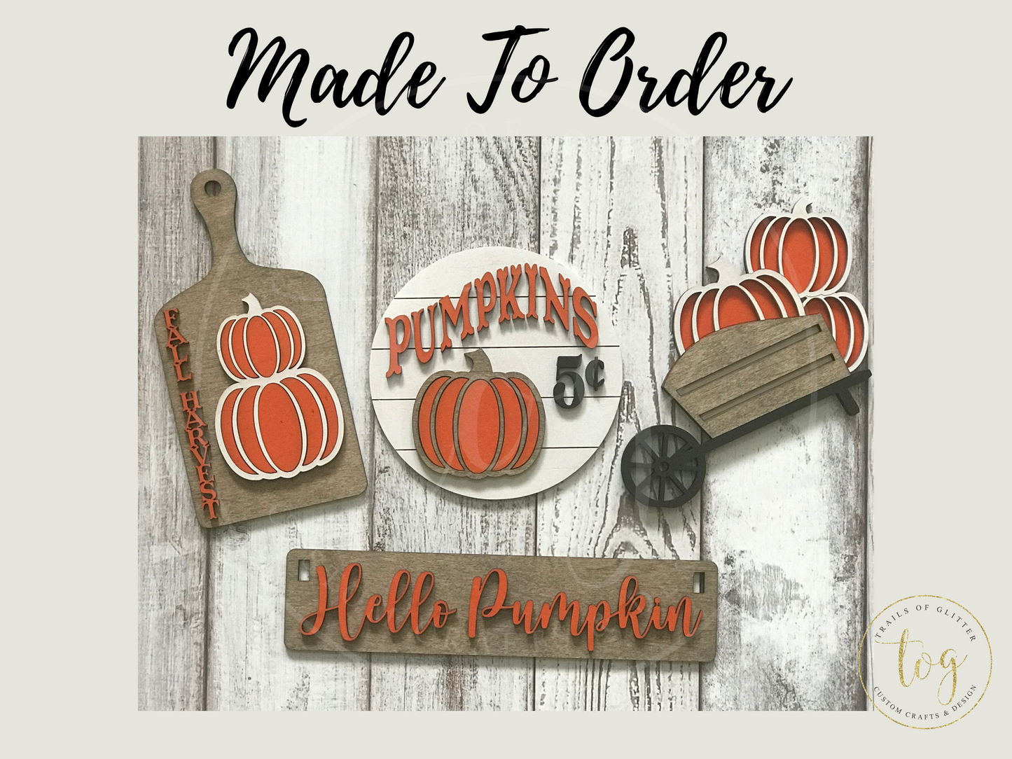 Hello Pumpkin Shelf Sitter Insert | Interchangeable Add On | Made to Order
