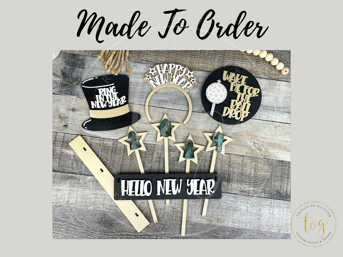 Hello New Year Shelf Sitter Insert | Interchangeable Add On | Made to Order