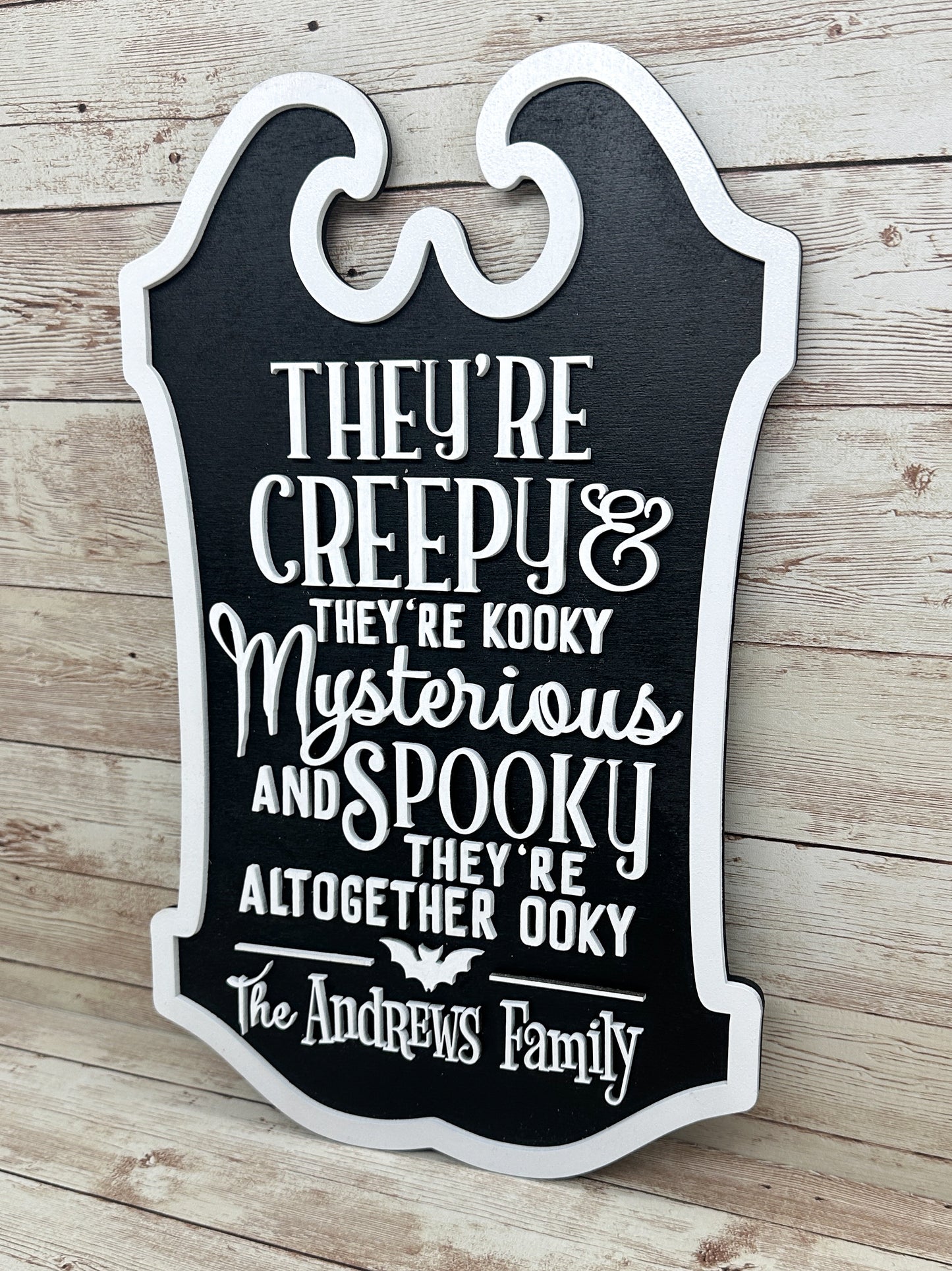 Personalized They’re Creepy and They’re Kooky | Family Sign | Black & White | Halloween Decor | Wooden Sign