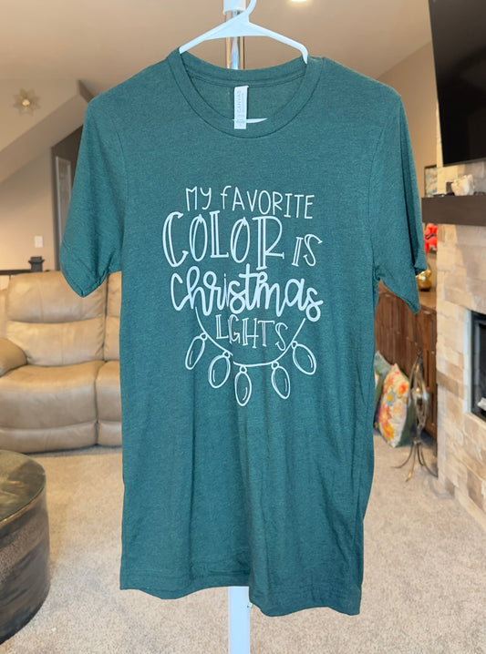 Small | My Favorite Color is Christmas Lights | Heather Emerald | Tee & Tank Sale