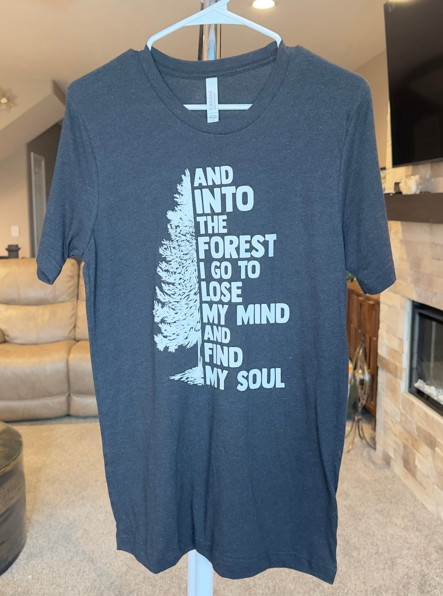 Small | Into the Forest I Must Go | Black Heather | Tee & Tank Sale