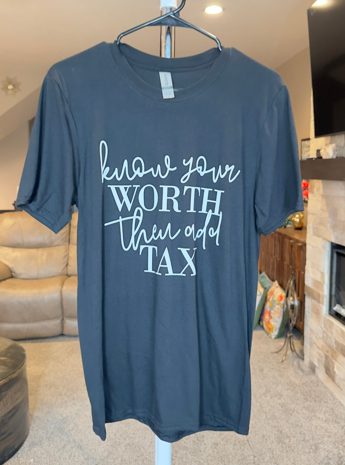 Small | Know Your Worth Then Add Tax | Black | Tee & Tank Sale