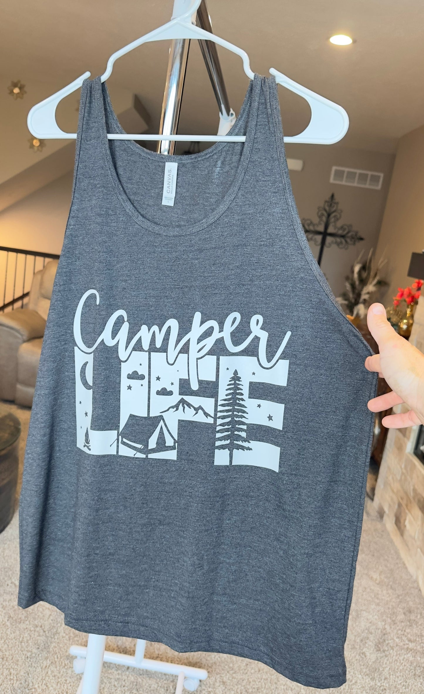 Large | Camper Life | Heather Dark | Tee & Tank Sale