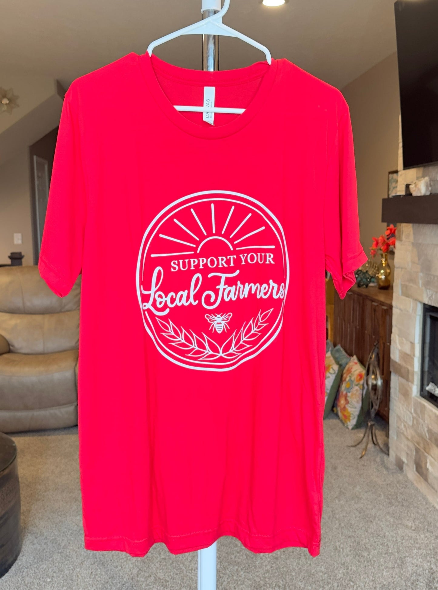 Large | Support Your Local Farmer | Red | Tee & Tank Sale