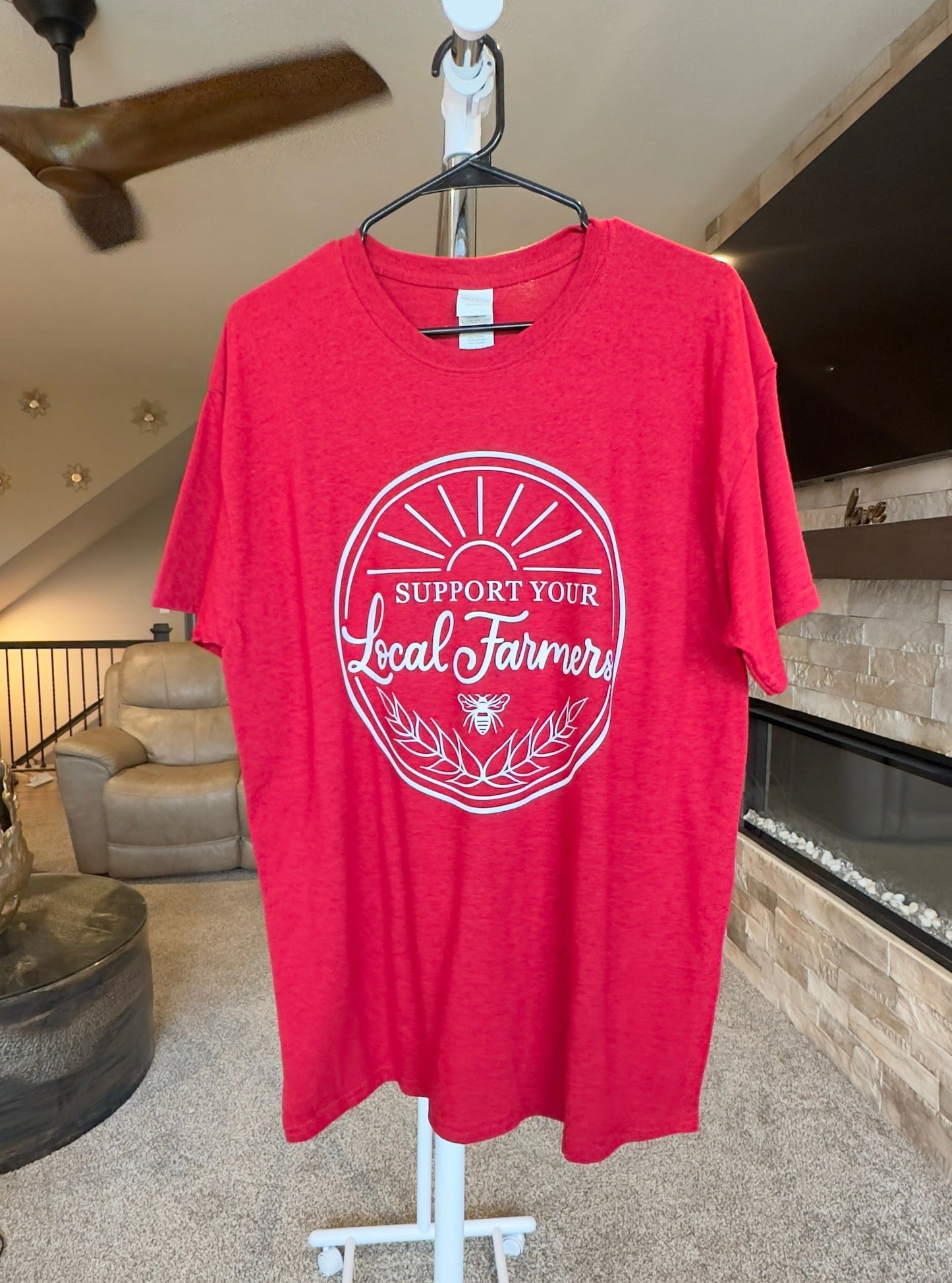 Large | Support For Your Local Farmer | Antique Cherry | Tee & Tank Sale