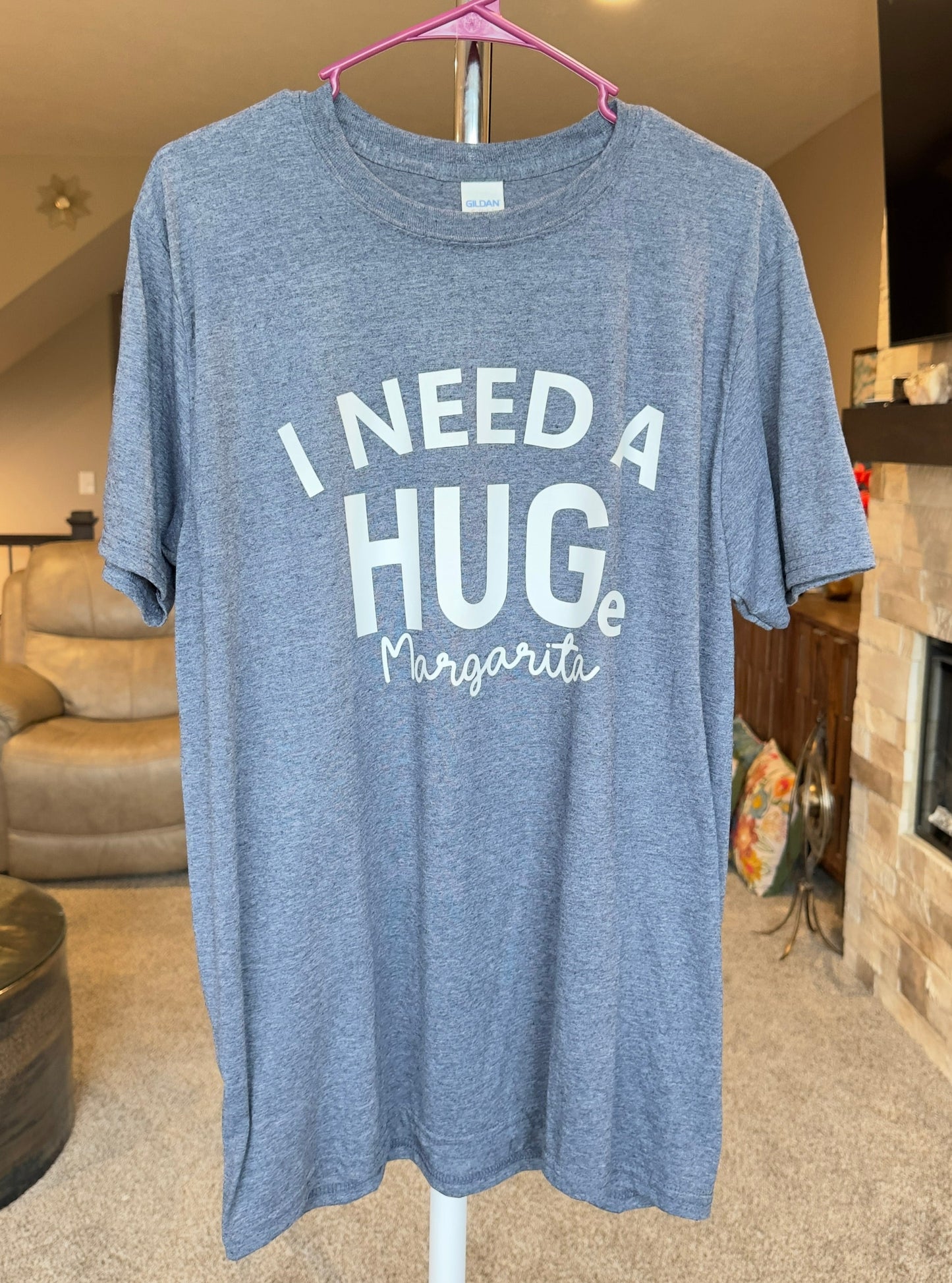 Large | I Need A HUGe Margarita | Heather Navy | Tee & Tank Sale