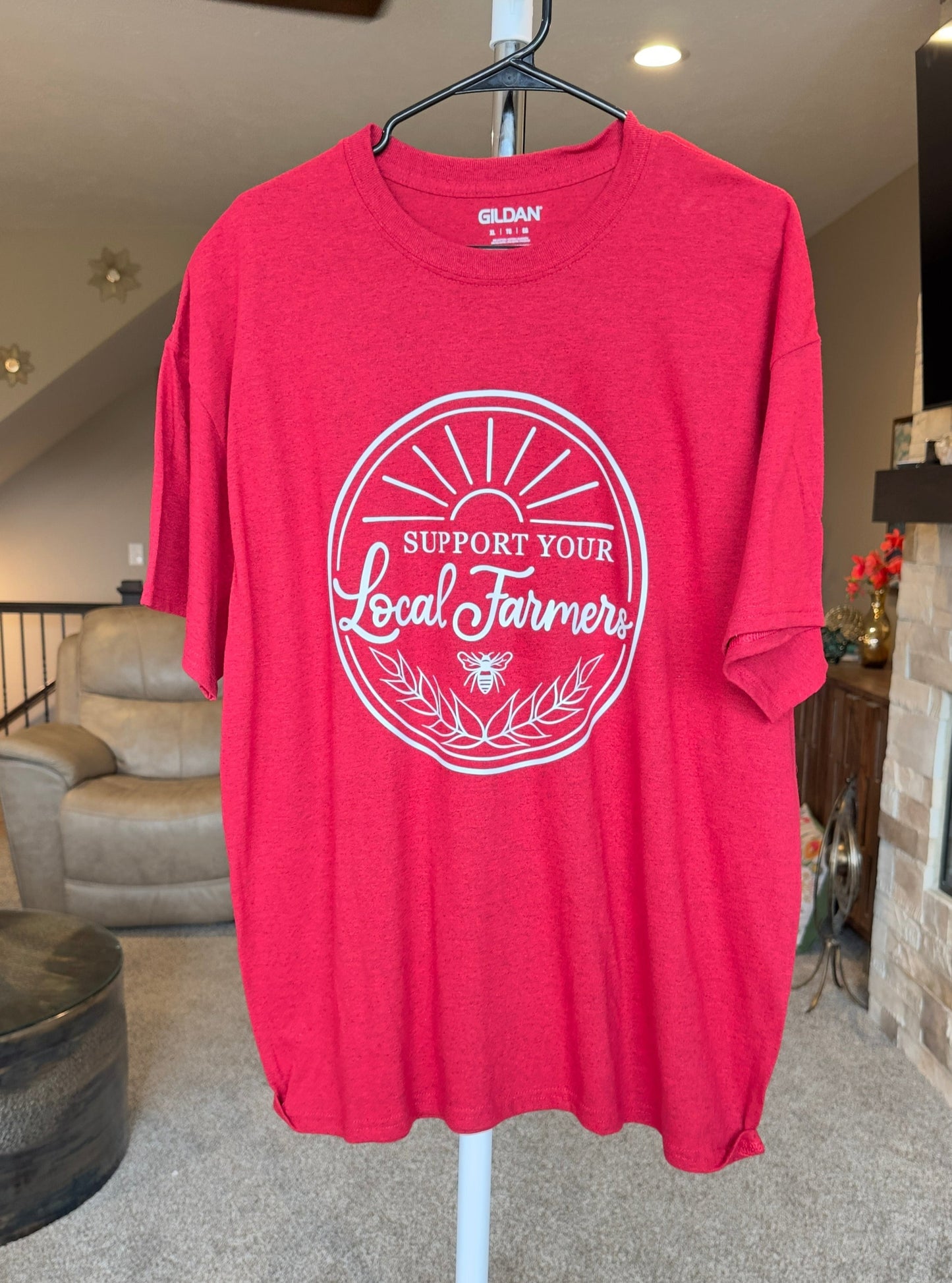 X-Large | Support Your Local Farmer | Antique Cherry | Tee & Tank Sale