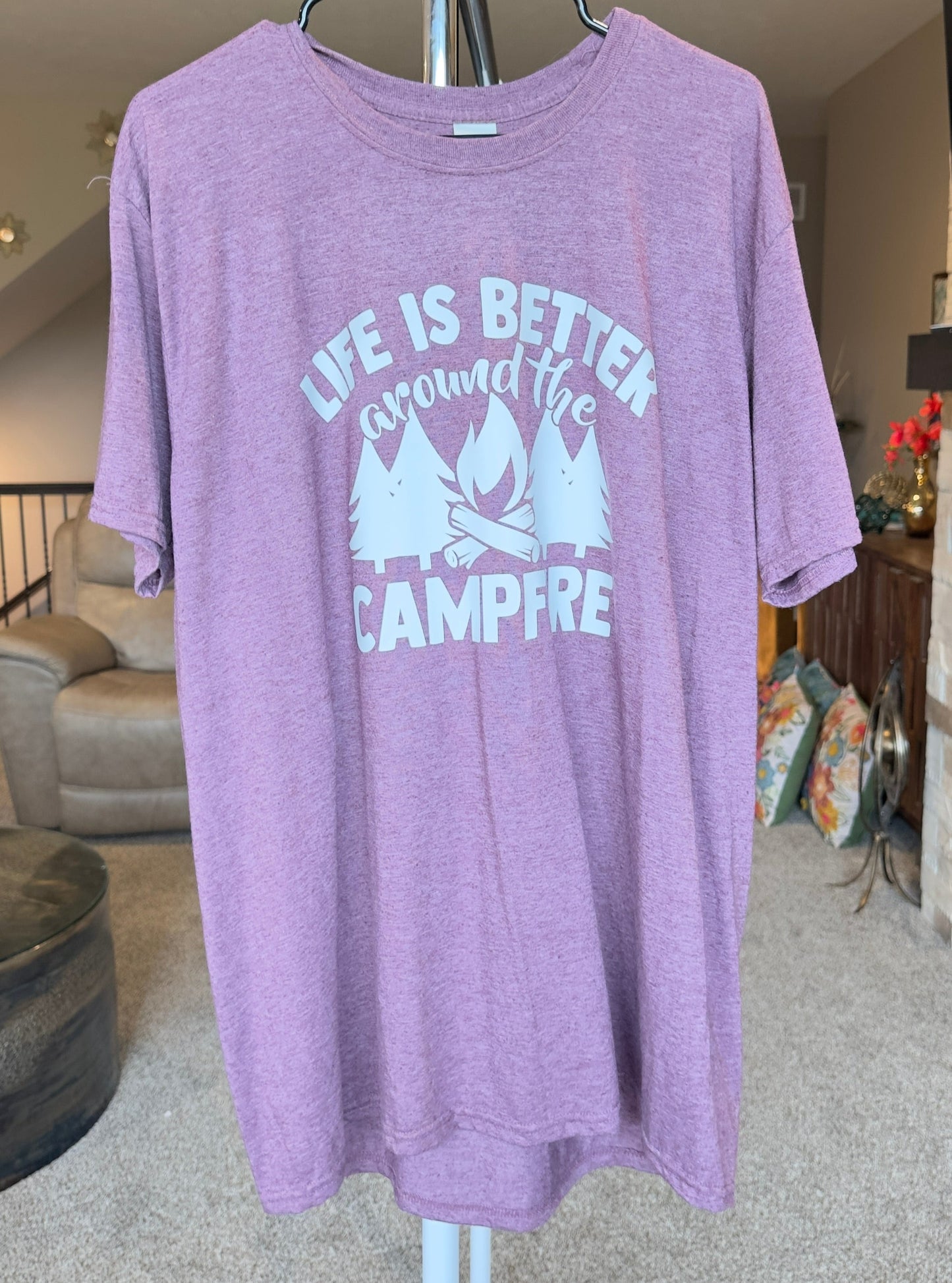 X-Large | Life is Better Around The Campfire | Heather Maroon | Tee & Tank Sale