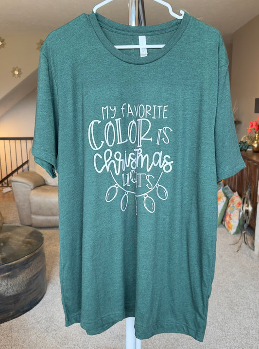XX-Large | My Favorite Color is Christmas Lights | Heather Emerald | Tee & Tank Sale