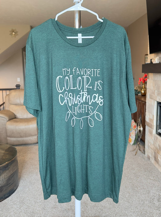 3X | My Favorite Color is Christmas Lights | Heather Emerald | Tee & Tank Sale