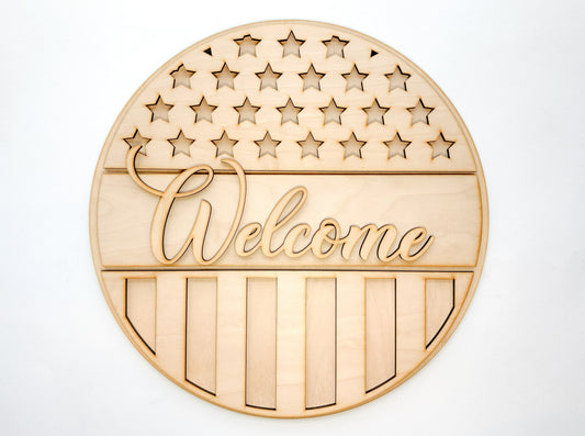 Welcome Stars and Stripes Door Hanger DIY Kit | Unfinished | Paint Your Own