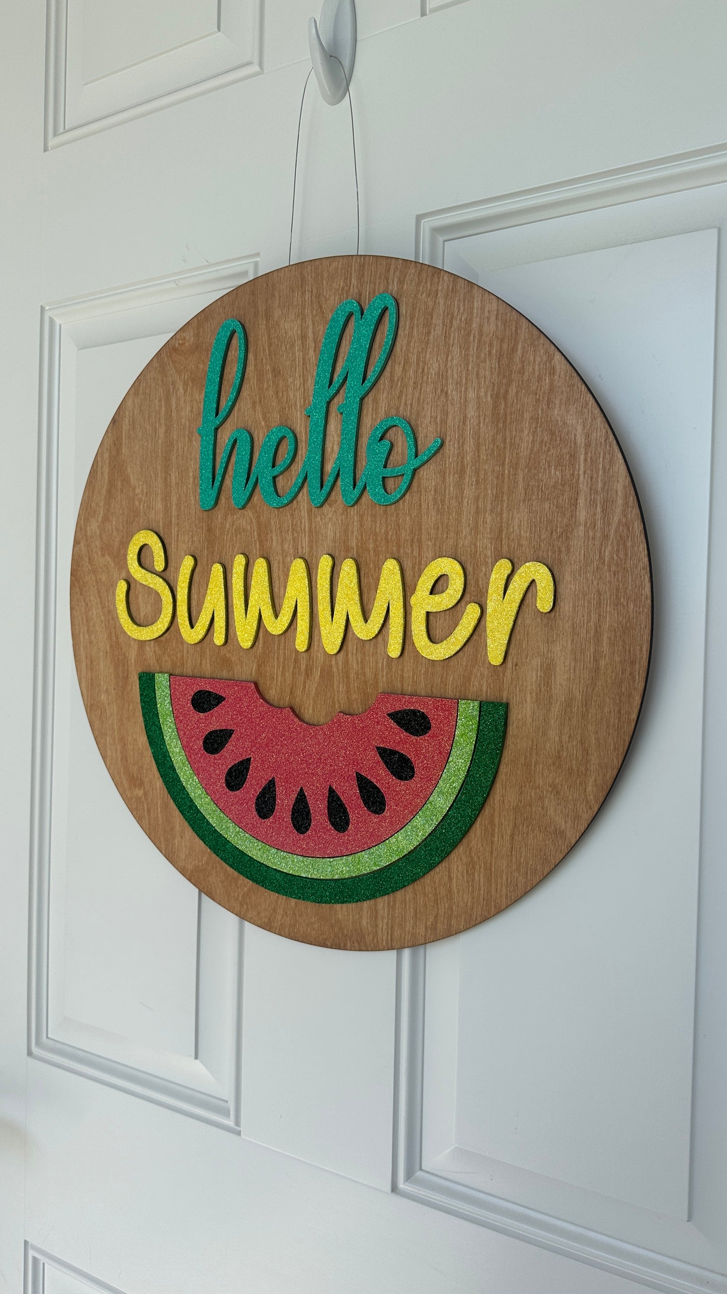 Glitter Hello Summer Door Hanger  | Watermelon