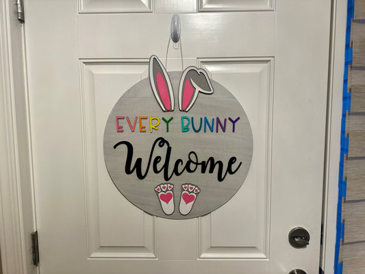 Every Bunny Welcome Gray Shiplap Door Hanger