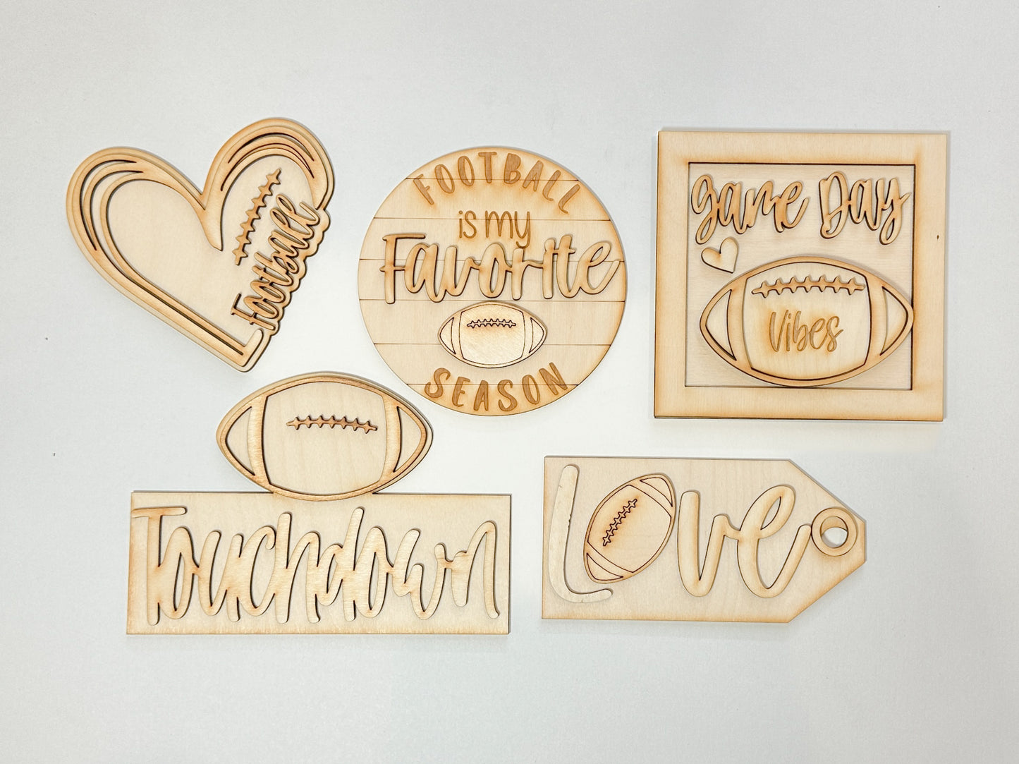 Football Love | Tiered Tray DIY Kit | Unfinished Paint Your Own