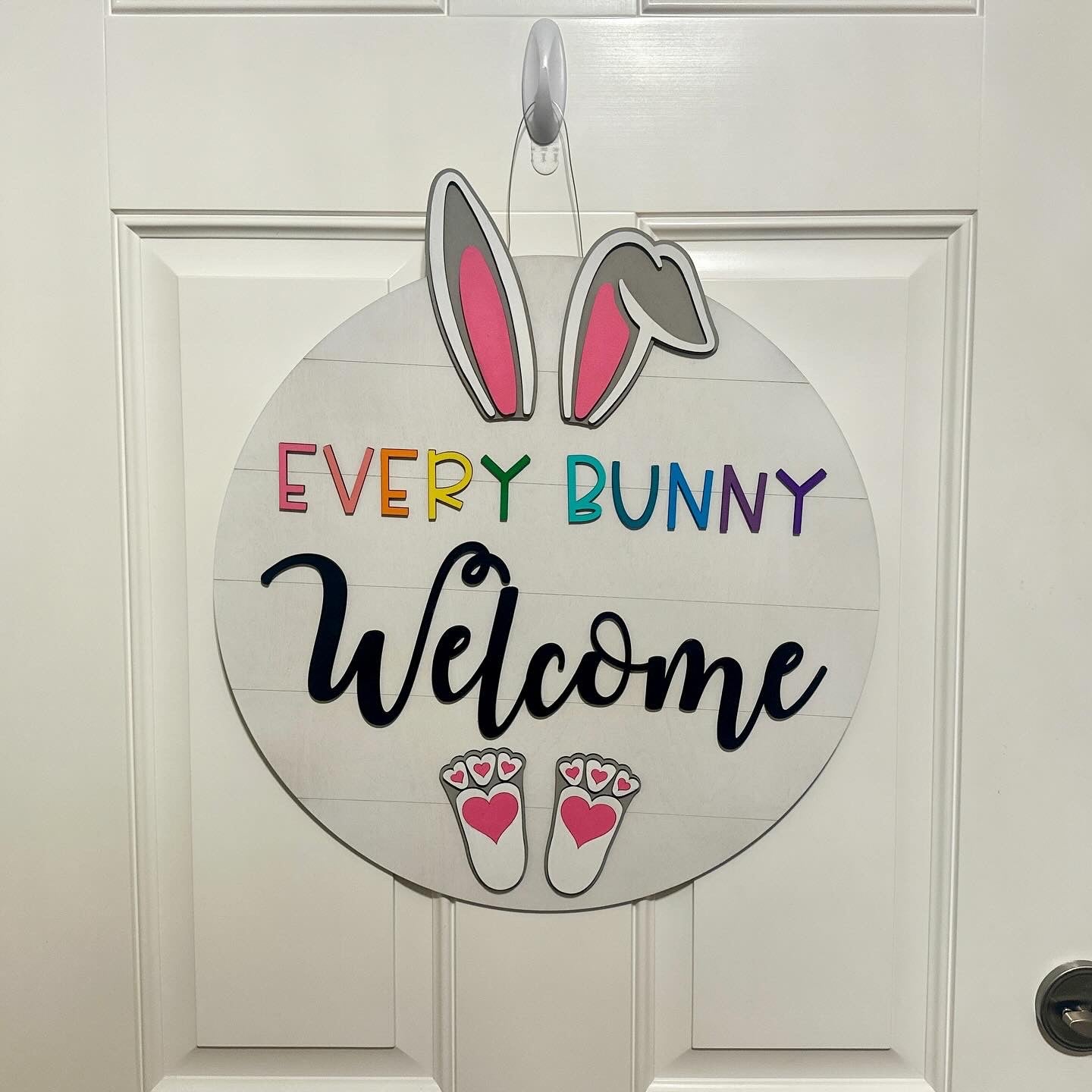 Every Bunny Welcome White Shiplap Door Hanger