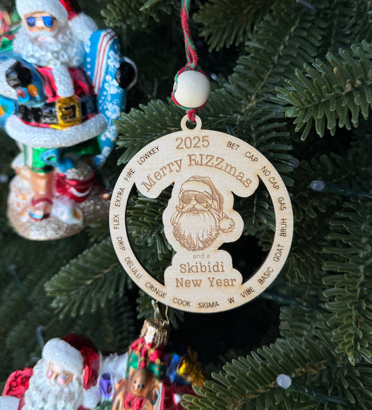 Merry RIZZmas Ornament | Funny Christmas Ornament | 2025 Santa Wood Ornament