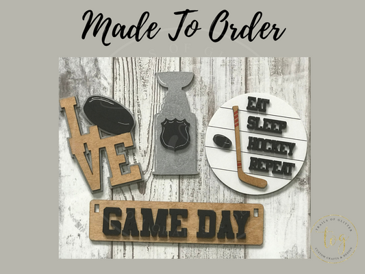 Hockey | Game Day Shelf Sitter Insert | Interchangeable Add On | Made to Order