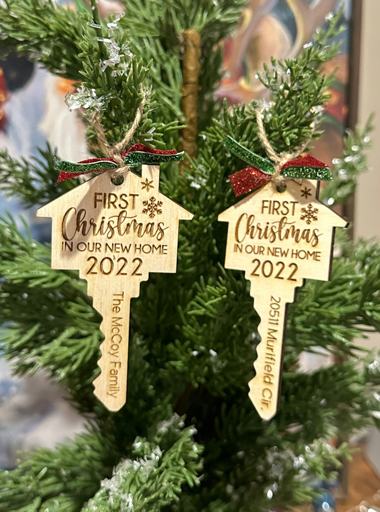 New Home Personalized Ornaments | First Christmas in New Home Ornament | Wooden Christmas Ornament | Farmhouse Christmas Ornament