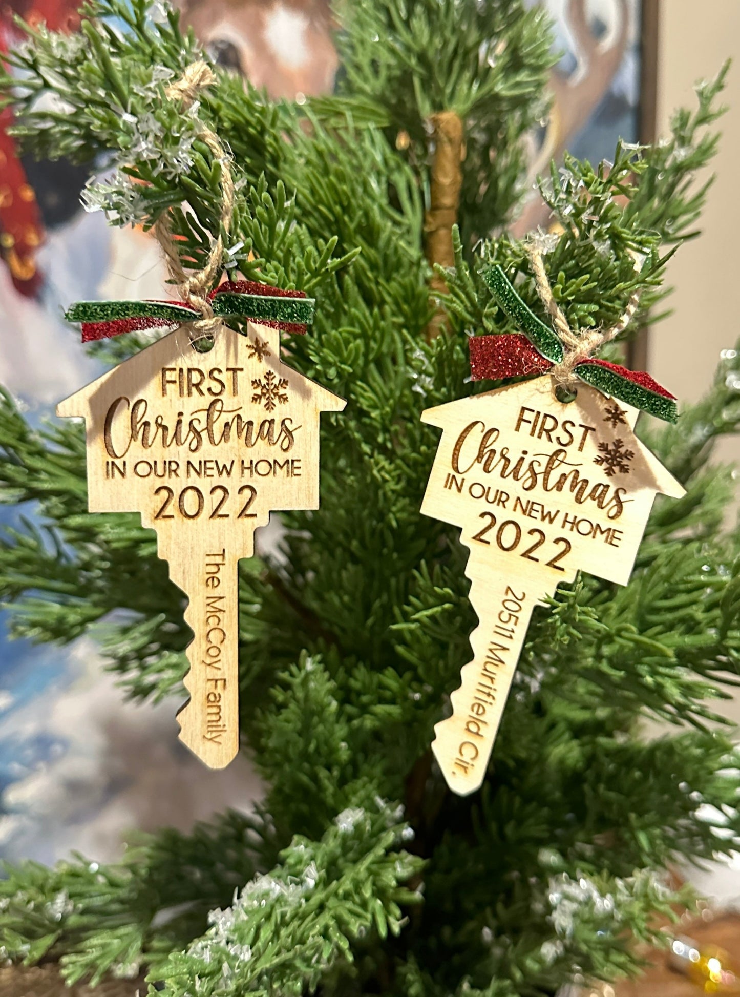 New Home Personalized Ornaments | First Christmas in New Home Ornament | Wooden Christmas Ornament | Farmhouse Christmas Ornament