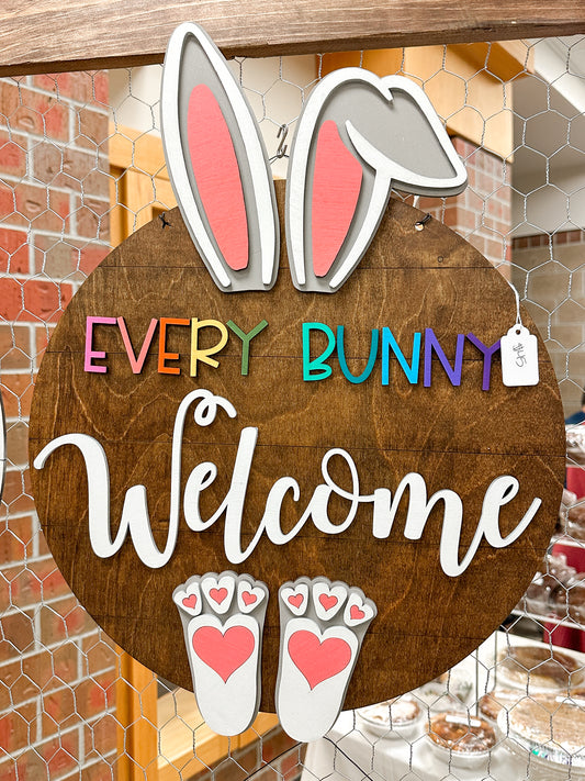 Every Bunny Welcome Wood Shiplap Door Hanger