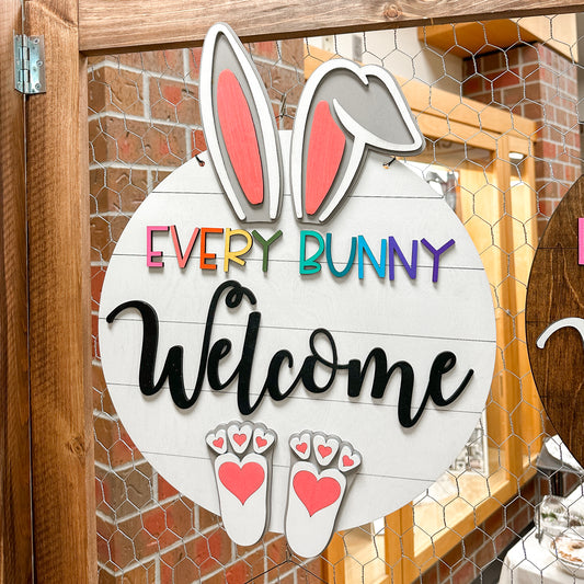 Every Bunny Welcome White Shiplap Door Hanger