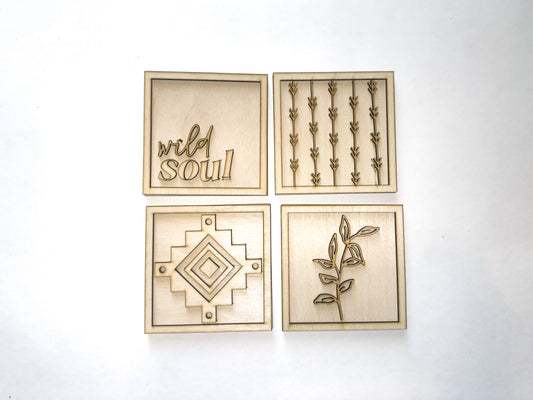 Boho Frames Tiered Tray DIY Kit | Unfinished Paint Your Own